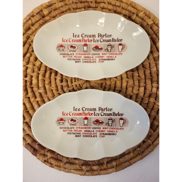Vintage Ice Cream Parlor Set Of 2 Scalloped Dishes Plate National Silver Co. - Picture 1 of 7